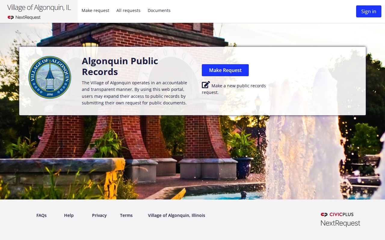 Village of Algonquin public records request portal