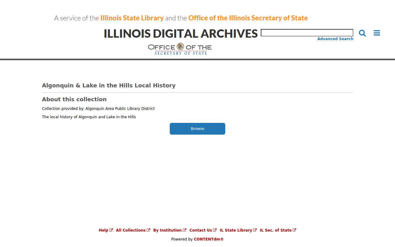 Illinois Digital Archives collection of Algonquin local history