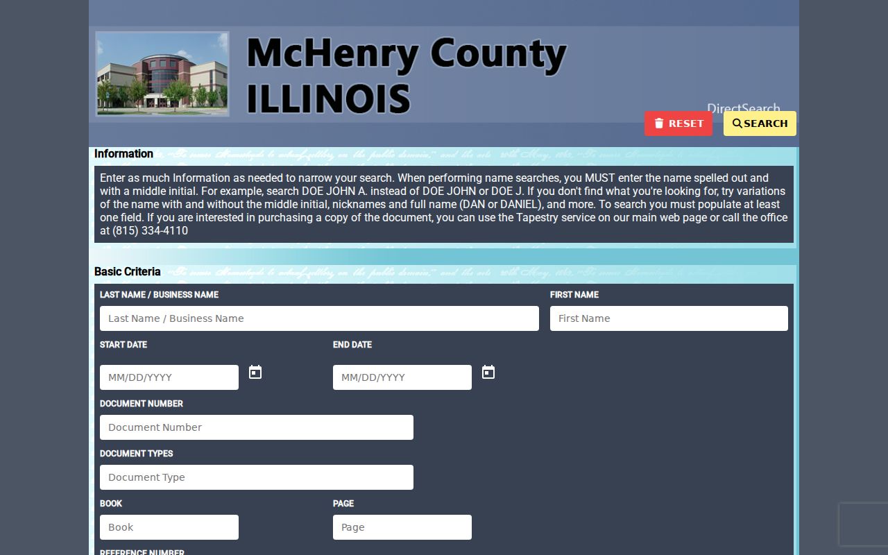 McHenry County AVA deed index used for Algonquin street records